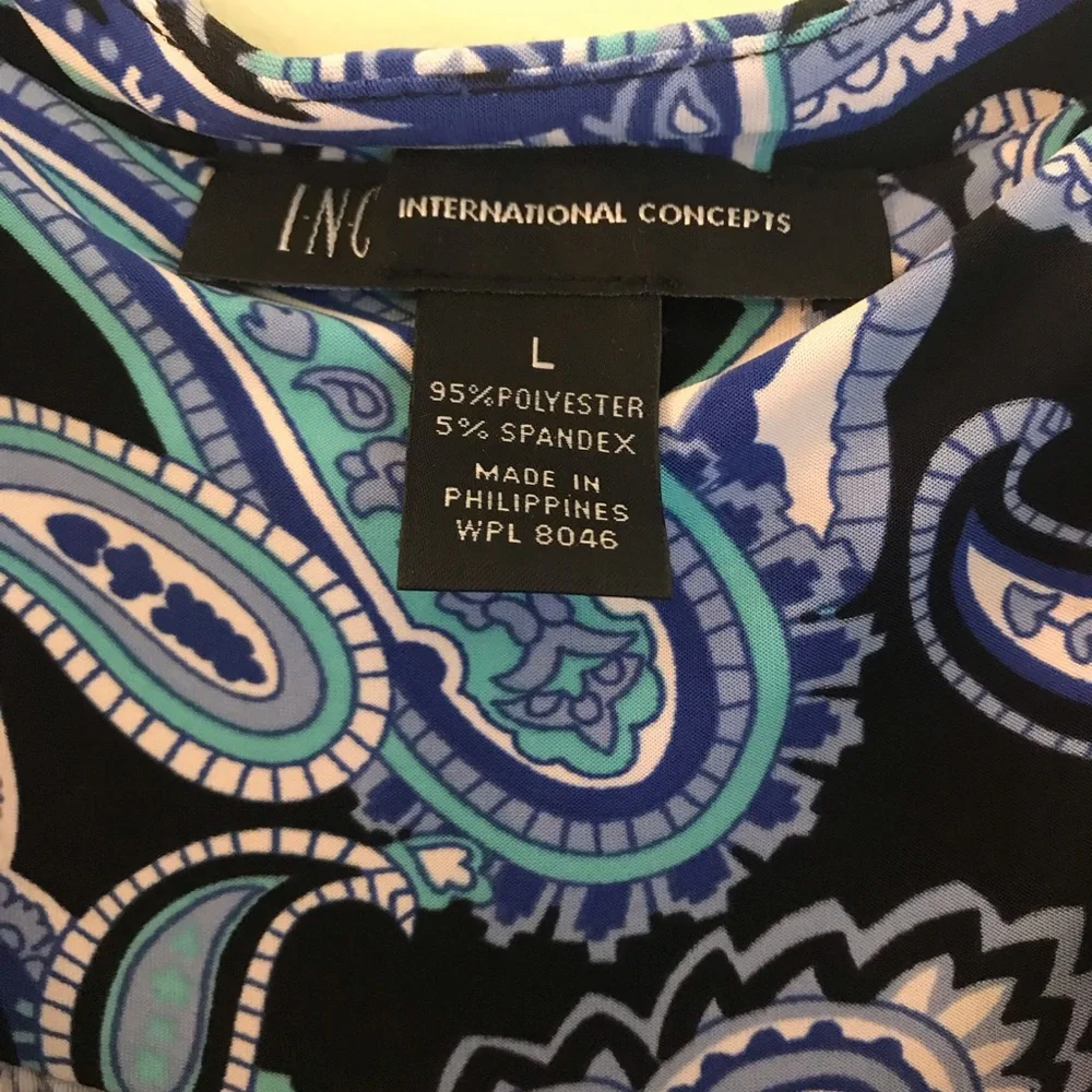 INC Blue Paisley Cowl Neck Sleeveless Dress - Picture 8 of 8